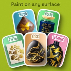 5 Paint Pen for Rock, Glass, Ceramic, Wood, Tire, Fabric, Gold Extra Fine Tip