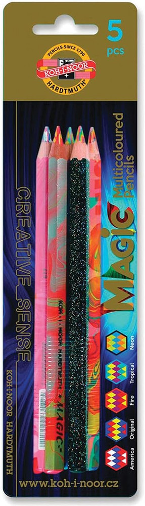 Magic Jumbo Colored Pencils Multicolor 5 Pack Blister Art Drawing School Kids