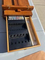 Wooden Table Art Easel With 2 Art Boards Brushes And Paint