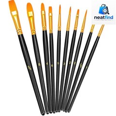 Paint Brushes Set, 10 Pieces Round Pointed Tip Paintbrushes Nylon Hair Artist…