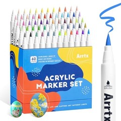 60 Colors Acrylic Paint Pens, Markers Paint Pens, Brush Tip Regular Set 60A