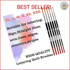 Sdanart Lettering Quill Brushes, 6 pcs Lettering Brushes for Sign Painting, Prof