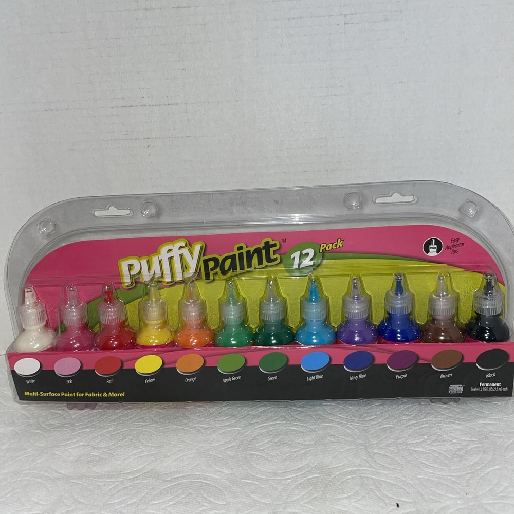 Rainbow Puffy 3D Paint, 12 Count paint on jeans T-shirts tennis shoes backpacks
