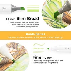 Alcohol Markers 108 Colors: Fine & Slim Broad Chisel Dual Tips Alcohol-based Ref