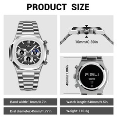 Men’s Fashion Watch Stainless Steel Business Quartz Watches Luxury Waterproof…