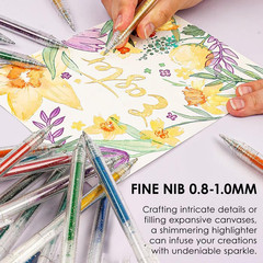 Grabie Glitter Gel Pens 18 Colors, Metallic Vibrant Sparkle Gel Pens for Colorin