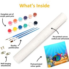 Tookeen Paint by Numbers Kit 19.5 cm x x 1.3 cm, Turtle Frameless-1