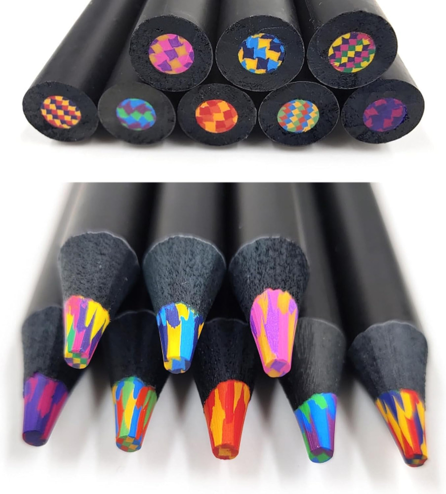 SEQ Rainbow Pencils for Kids 8 Pack Multicolor Magic Color Changing Pencils Blac