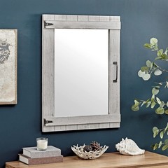 FirsTime & Co. Gray Weathered Barn Door Wall Mirror, Vintage Decor for Bedroo…