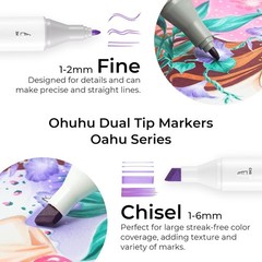 Ohuhu 320 Colors- Chisel & Fine Double Tipped Alcohol Art Markers Refillable Ink
