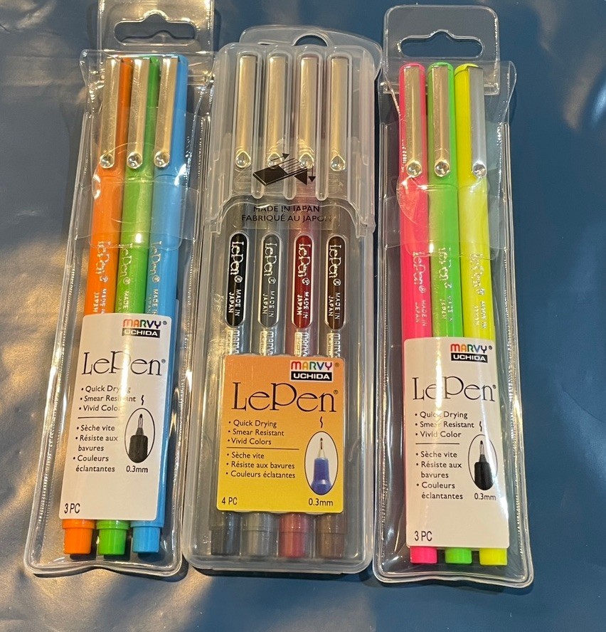 Marvy Uchida LePen Micro Fine Tip 0.33mm 4 Rich Dark & 6 Neón Colors (10 Pens)