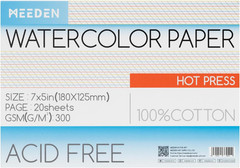 MEEDEN Watercolor Paper Block, 100% Cotton Watercolor Paper Pad of 20 Sheets, 14