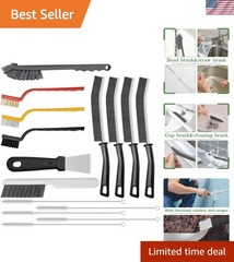 Multifunctional 15-Piece Crevice Cleaning Kit with Durable Brushes & Scrapers