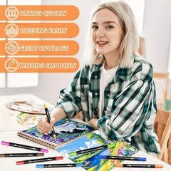 TANMIT 80 Colors Dual Tip Acrylic Paint Markers, Paint Pens Set with Brush Ti…