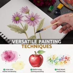 4 PCS 100% Real Squirrel Hair Watercolor Paint Brushes Set Mop Round Tip