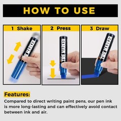 Jumbo Tire Marker Paint Pens – 8 Pack, 15mm Wide Tip, Waterproof Permanent Ink f