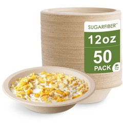 [50 Count] Harvest Pack PFAS Free 12oz Round Paper Compostable Bowls, Heavy-D…