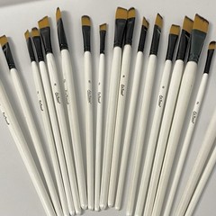 Xin Bowen 18 Piece Artist Paint Brushes Round, Flat , Angled , # 2,4,6,8,10,12