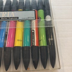 Vintage Pantone by Letraset Tria Markers 12 Set #1 Brights Dual Tip Studio Case