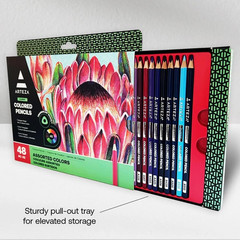 Arteza Colored Pencils, 48 Colors, Soft, Highly-Pigmented, Wax-Based Core Pencil
