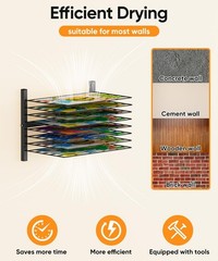 Wall Mount Art Drying Rack, 8 Removable Shelves Metal Paint Drying Rack, Spac…