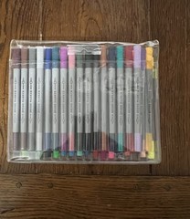 New Twin Tip Brush Marker Set Water Base 36 Pack