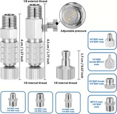 16pc Airbrush Adapter Set 1/8″ 1/4″ Quick Disconnect Hose Fitting Connector Kit