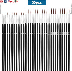 30Pcs Detail Paint Brushes, Fine Tip Paint Brush with 3 Sizes #0#00#000 Mini Tin