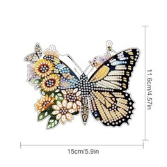 Diamond Painting Kit Ornament with Hanging Chain DIY Diamond Art Butterfly