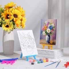 24 Pack Flower Scenery Pre Drawn Canvas to Paint Pre Printed Canvas Painting …