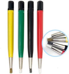Pixiss Scratch Brush Pen Set with Replacement Tips, Fiberglass, Steel, Brass, Ny