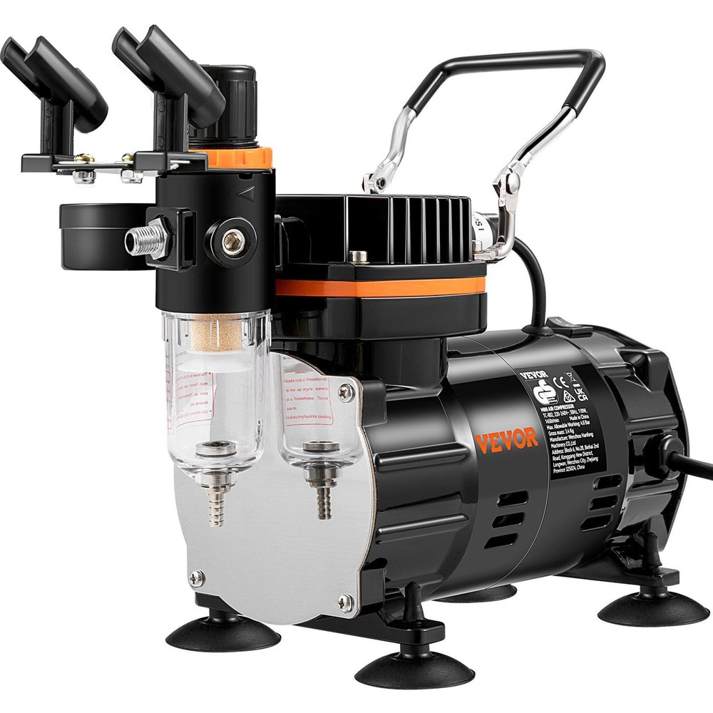 Portable Dual-Action Airbrush Set 0.2/0.3/0.8mm + 120W Cooling Compressor