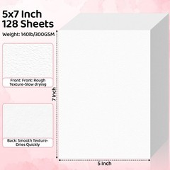 128 Sheets 5×7 Inch Watercolor Paper 140lb/300gsm Cold Press Cotton Bulk