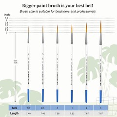XDT#830 Rigger Artist Paint Brush 6 Piece Set Extra Long Fine Point Liner
