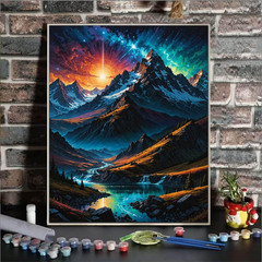 Mountain Paint By Numbers Kit For Adults Beginner Colourful Landscape Paint By N