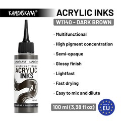 Artists Dark Brown Acrylic Paint Ink Drawing Crafting 3.38 Fl Oz 100ml 1 PCS