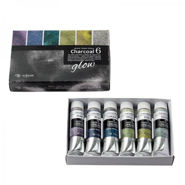 Kusakabe Artist Watercolor Charcoal Glow Set 6 Granulating Colors 10ml Japan FS