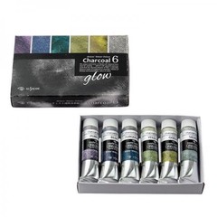 Kusakabe Artist Watercolor Charcoal Glow Set 6 Granulating Colors 10ml Japan FS