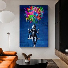 Framed Banksy Street Graffiti Wall Art Decor Large Abstract Pictures Canvas P…