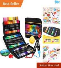 72 Color Art Markers with Fine and Brush Tips | Ideal for Creative Youth Crafts