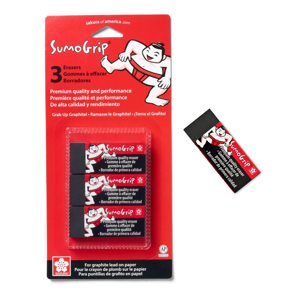 SAKURA 50258 Sumogrip Premium Block Eraser Black