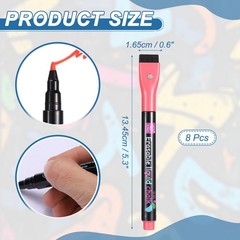 Magnetic Liquid Chalk Markers, 8Pcs Whiteboard Markers with Dry Eraser, Red