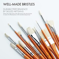 ARTIFY Oil Paint Brushes Set, 15Pcs Professional Natural Chungking Wood Color