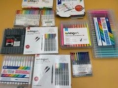 Huge Marker Pen Lot KingArt Zebra Mildliner Staedtler Art Drawing Supplies