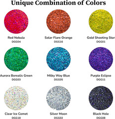 Galaxy Glitter Rainbow Acrylic Paint Set – 9 Bottles (2 Fl Oz) – Bright Multicol