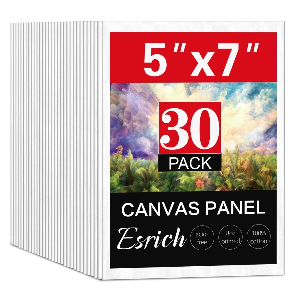 ESRICH 5x7IN Small Canvases for Painting, 30 Pack Mini 5×7, 30pack 5*7in