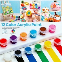 24 Pack Mini Acrylic Paint Set, 12 Colors Acrylic Paint Strips 24 Pack(336 PCS)