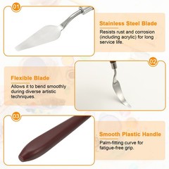 5pcs Painting Palette Knife 2.2 x 0.59 Inch Stainless Steel with Plastic Handle