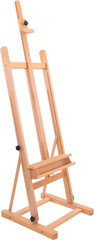 Medium Wooden H-Frame Studio Easel with Artist Storage Tray – Mast Adjustable to