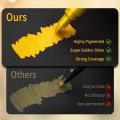 18 Colors Super Golden Metallic Paint Markers 2-3mm Medium Tip for Crafts